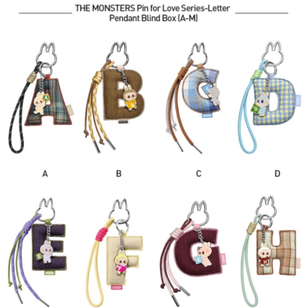 Pop Mart Labubu The Monsters Pin for Love Series Letter Keychain (A-Z &?) - Picture 7 of 7